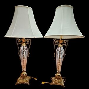 Vintage Pair Waterford Cut Crystal Lamp Urn-shaped Lexury Regency Hollywood